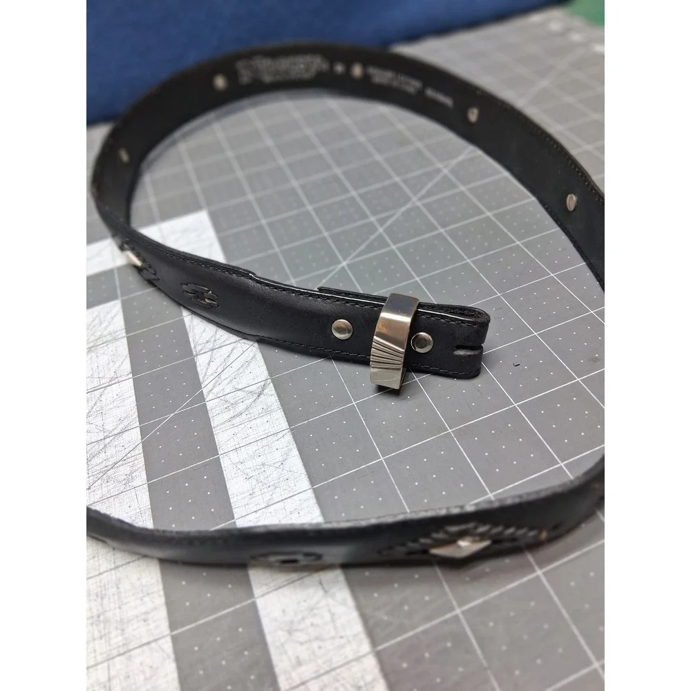 Nocona Belt Co Western Belt Black Leather Studded Braided Size 38 N2466401
